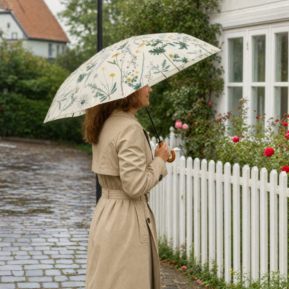Parapluie pliant Flora Danica - Fleurs jaunes - Image 2