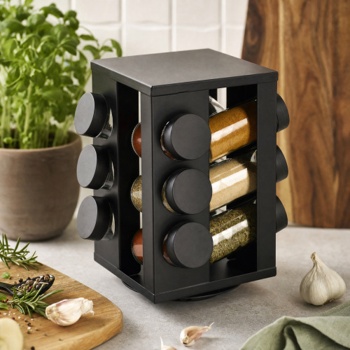 Zeller ensemble à épices avec 12 pots en verre