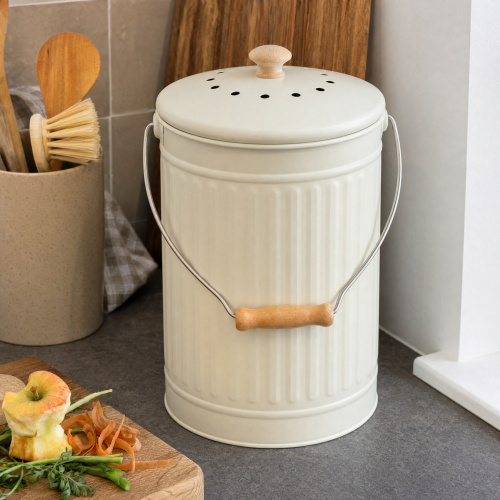 Eddingtons kompostbehållare med kolfilter - 7 L, beige