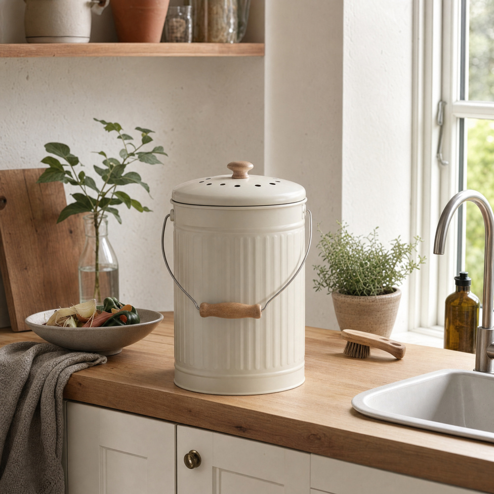 Eddingtons compost bin with charcoal filter - 7 L, beige - Image 3