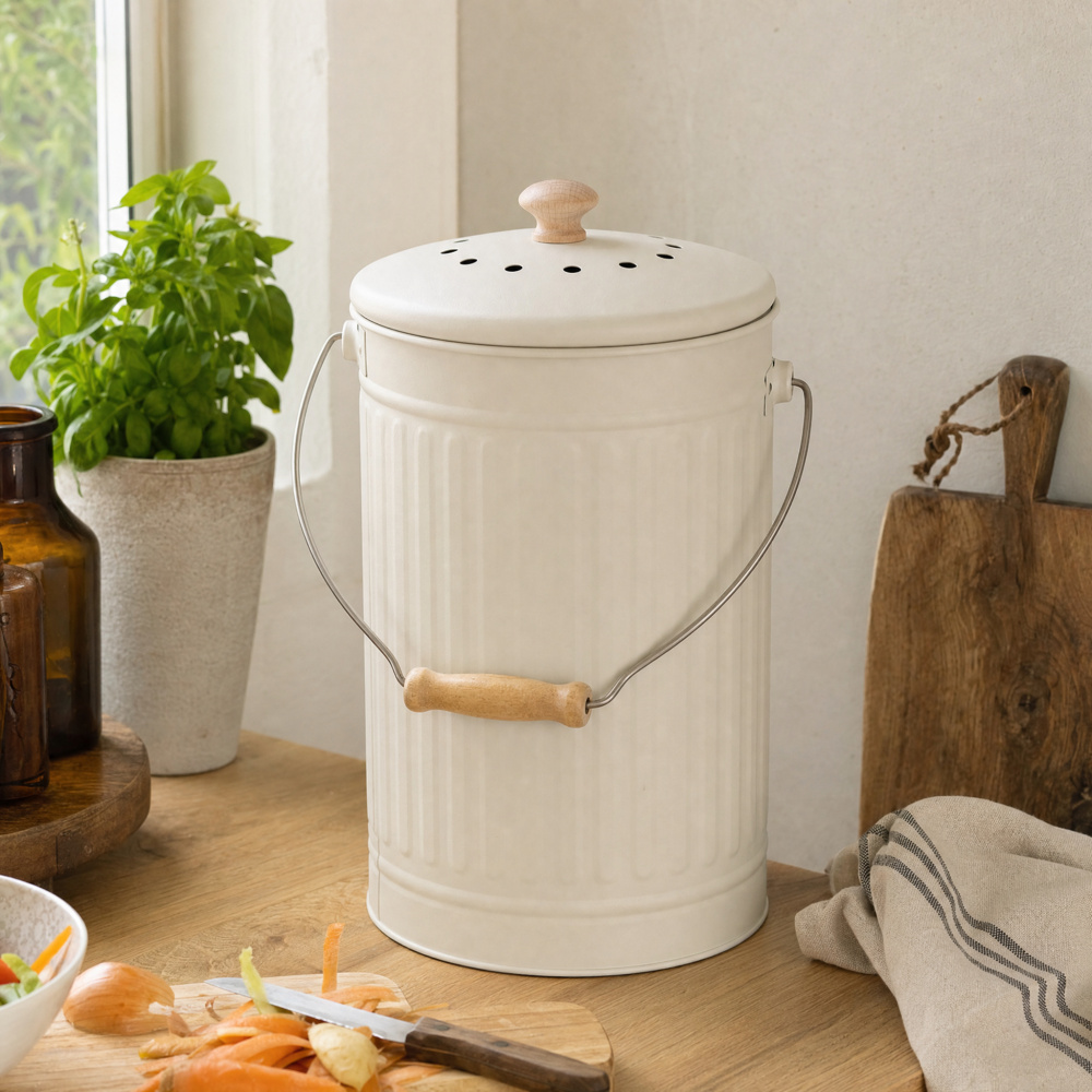 Eddingtons compost bin with charcoal filter - 7 L, beige - Image 4