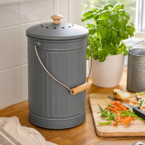 Eddingtons Kompostbehälter mit Aktivkohlefilter - 7 L, grau