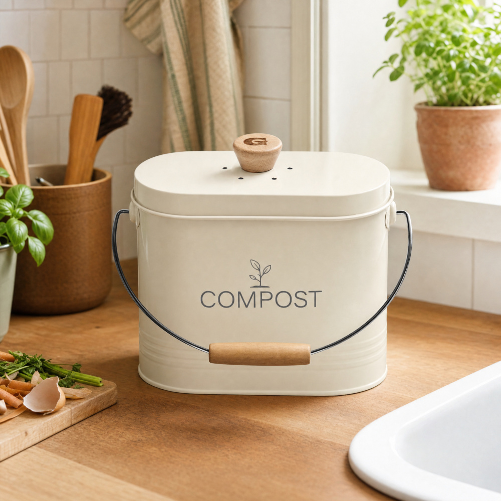 Guillouard  seau à compost avec filtre à charbon - 3 L, beige - Image 2