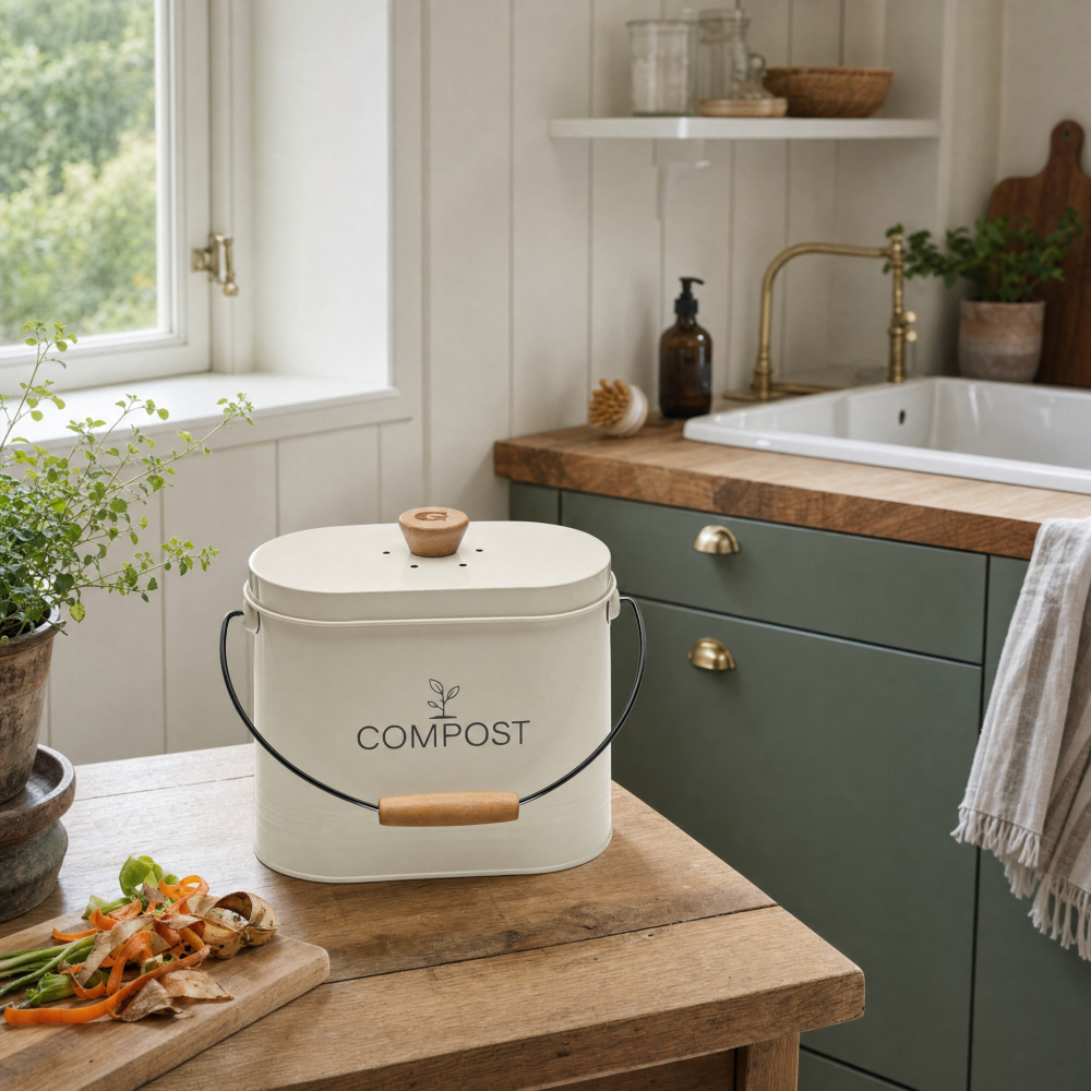 Guillouard compost bin with charcoal filter - 3 L, beige - Image 3