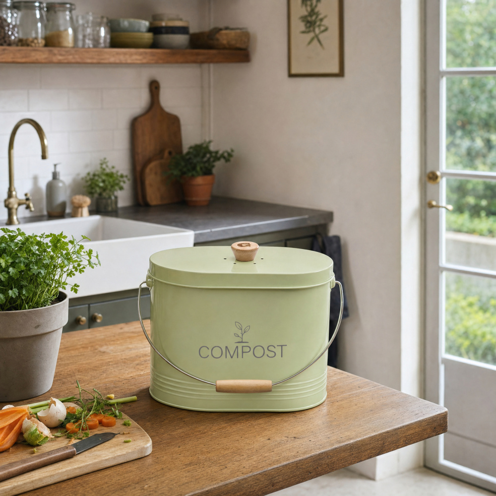 Guillouard compost bin with charcoal filter - 7 L, green - Image 3
