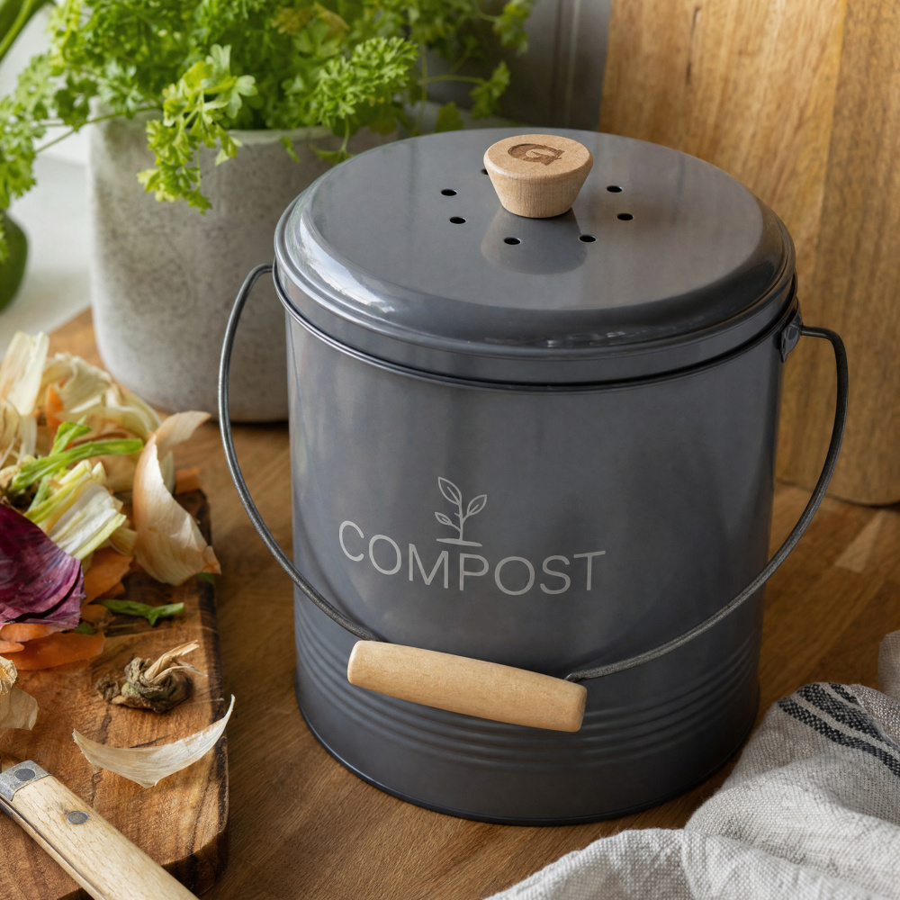 Guillouard Komposteimer mit Kohlefilter – 4,5 l, grau