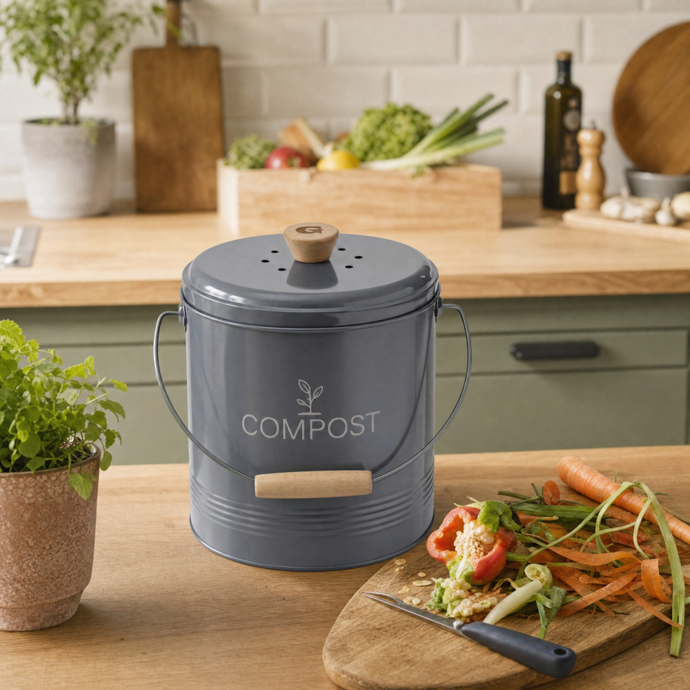 Guillouard Komposteimer mit Kohlefilter – 4,5 l, grau - Bild 4