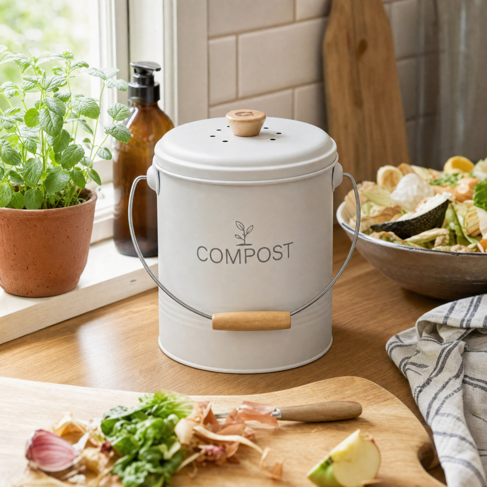 Guillouard  Komposteimer mit Aktivkohlefilter - 4,5 L, weiß - Bild 4