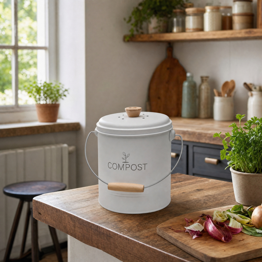 Guillouard komposthink m. kolfilter - 4,5 L, vit - Bild 5