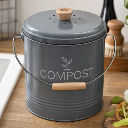 Guillouard Komposteimer m. Kohlefilter - 8 L, grau