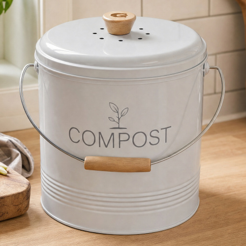 Guillouard Komposteimer m. Kohlefilter - 8 L, weiß
