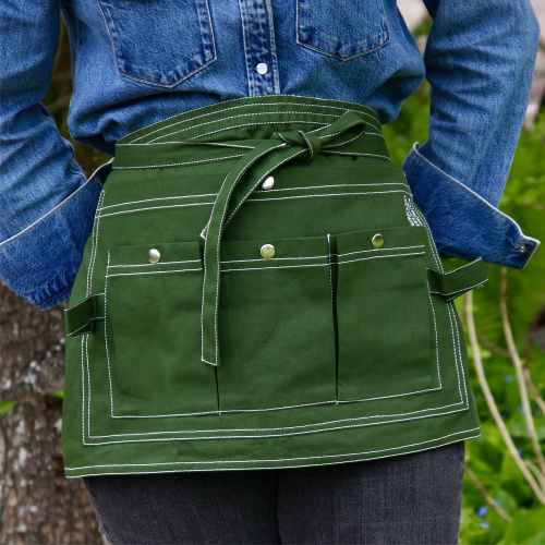 ELDgarden trädgårdsförkläde, kort - Grön denim