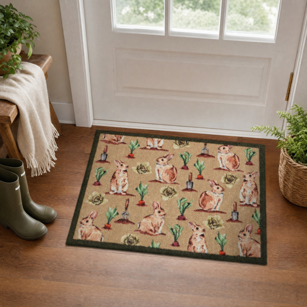 Hug Rug eco doormat, 65x85 - Garden Rabbits - Image 3