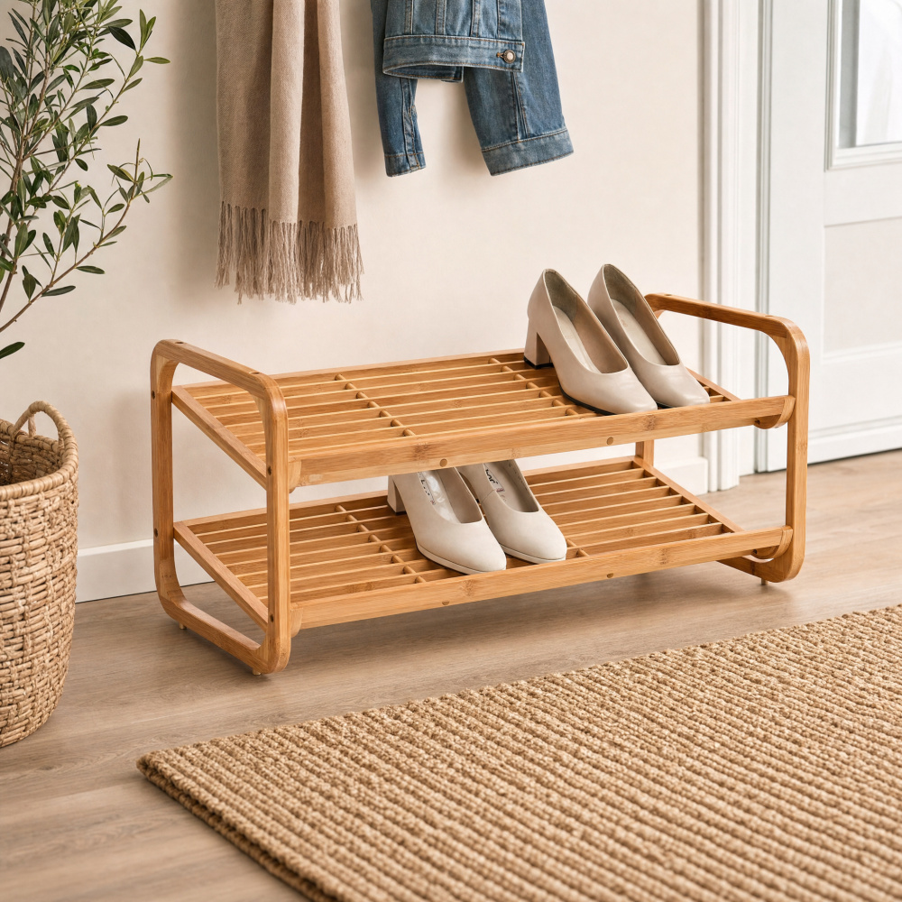 Zeller schoenenrek van bamboe - 2 planken - Afbeelding 4