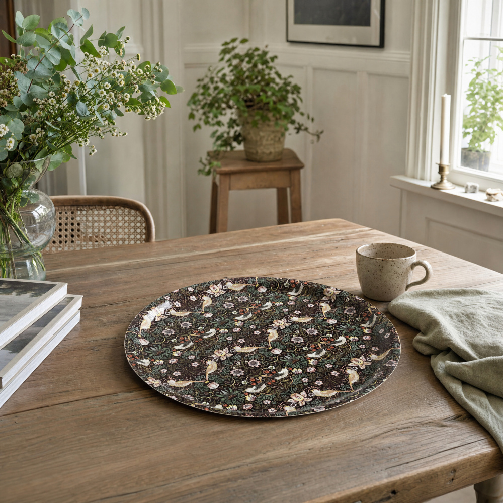 William Morris Tablett, Ø38 – Strawberry Thief - Bild 3