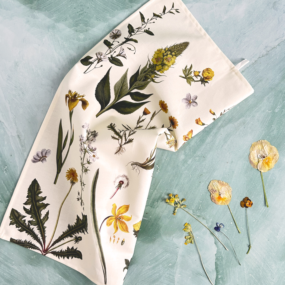 Koustrup & Co. biologische theedoek - Gele bloemen - Afbeelding 3