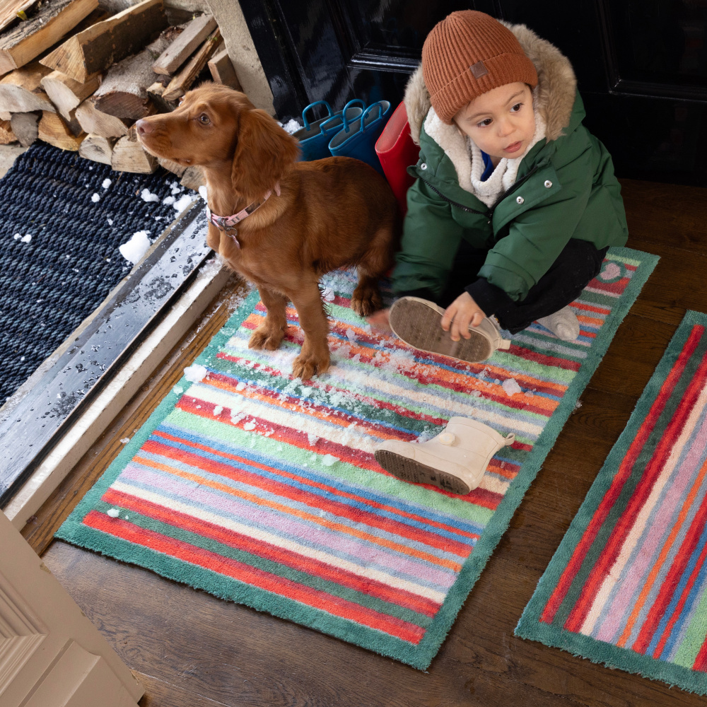 Hug Rug Eco Doormat, 65x85 - Green Stripes - Image 2