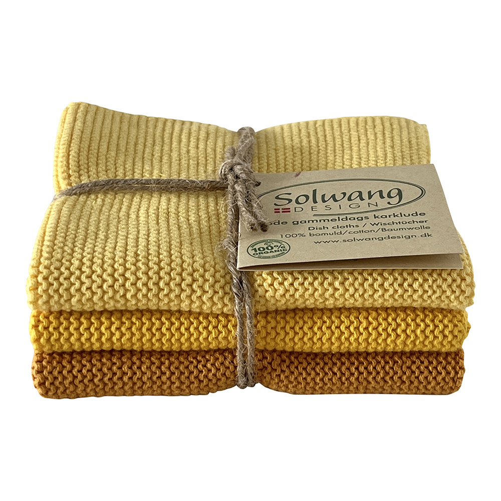 Solwang dishcloths, 3 pcs. - Dark yellow combo - Image 2