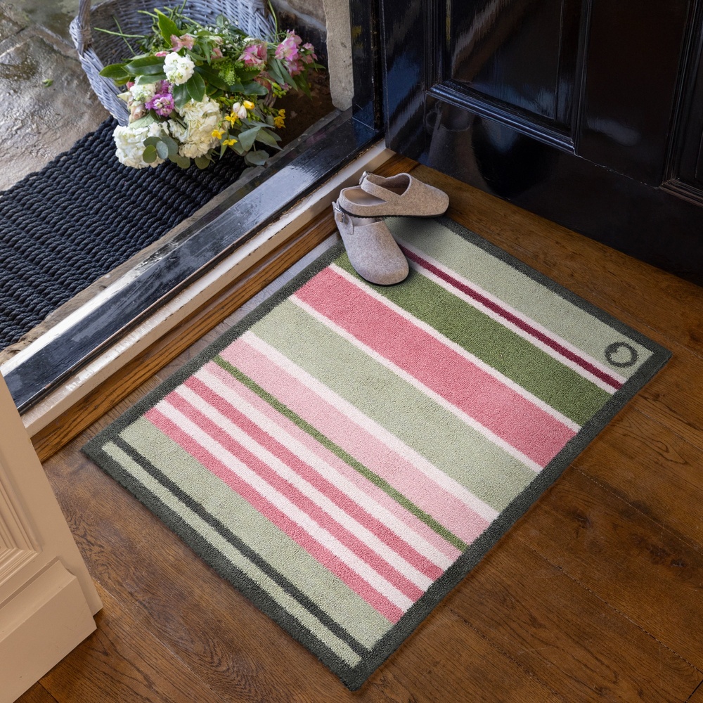 Hug Rug eco doormat, 65x85 - Pink/green stripes - Image 2