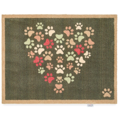 Hug Rug eko-dörrmatta, 65x85 - Kärleksfulla tassar, grön
