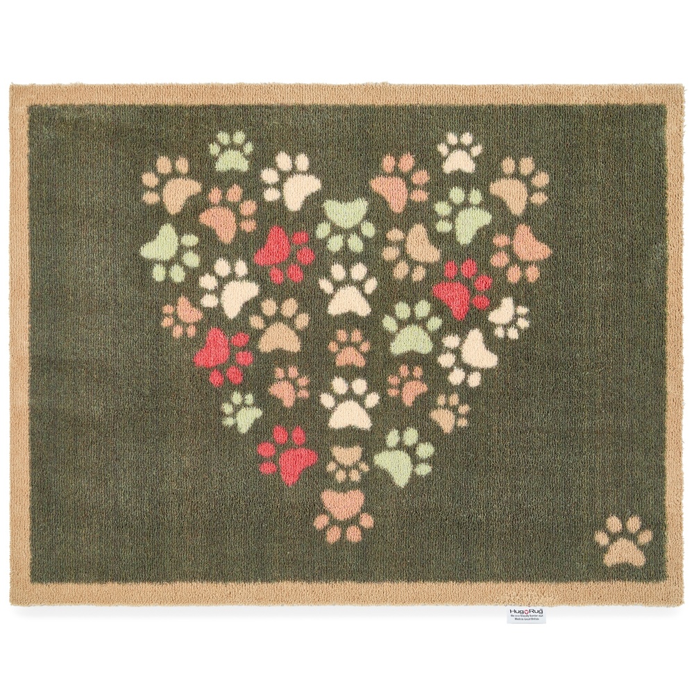 Hug Rug eco deurmat, 65x85 - Lieve pootjes, groen