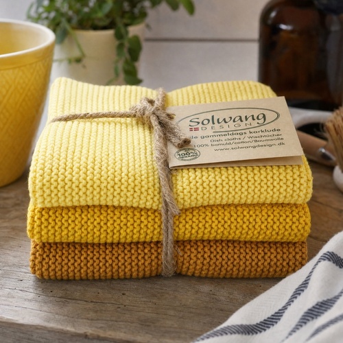 Lavettes Solwang, 3 pièces - assortiment jaune foncé