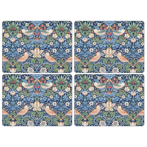 William Morris dækkeservietter, 4 stk. - Jordbærtyven, blå