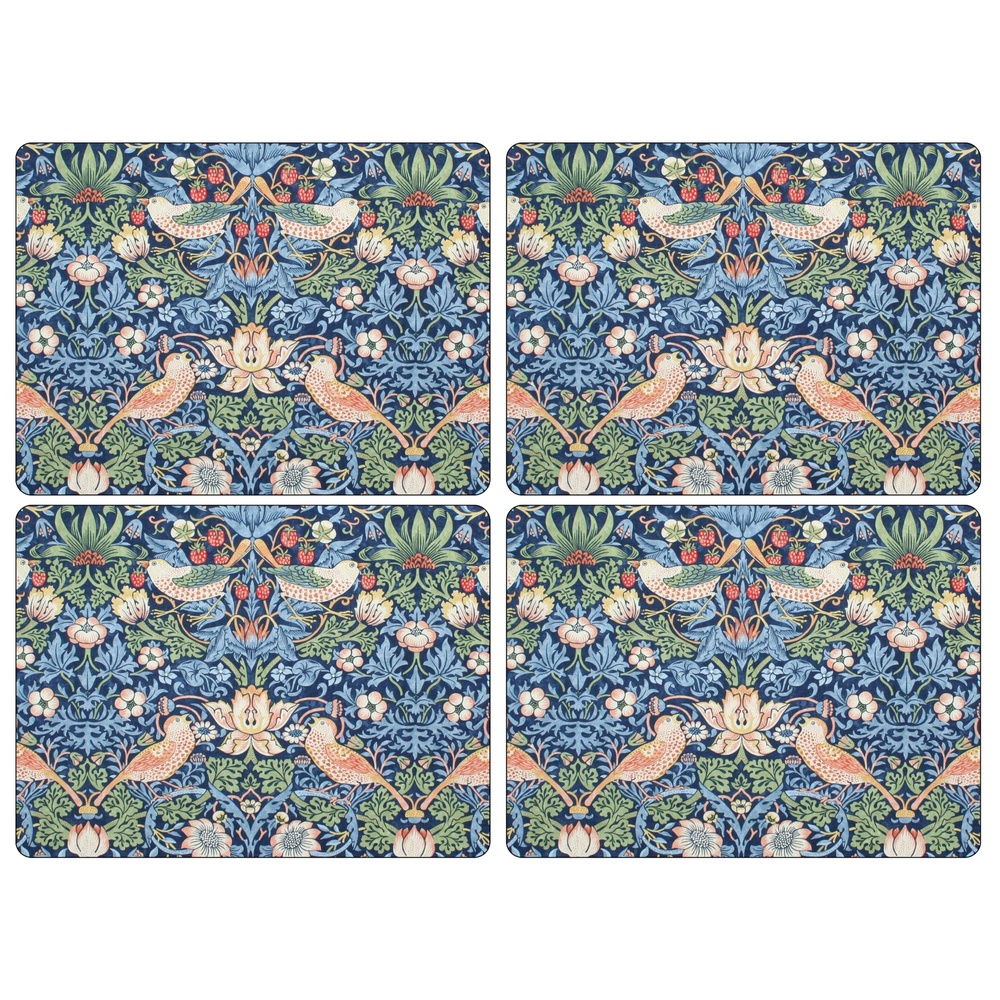 William Morris bordstabletter, 4 st. - Jordgubbstjuven, blå