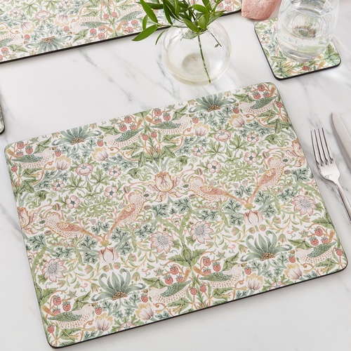 William Morris placemats, set of 4 - Strawberry Thief, brown