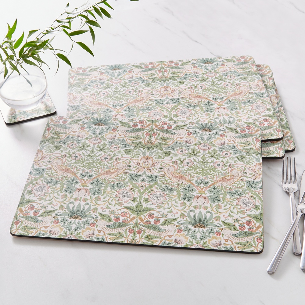 William Morris placemats, set of 4 - Strawberry Thief, brown - Image 2