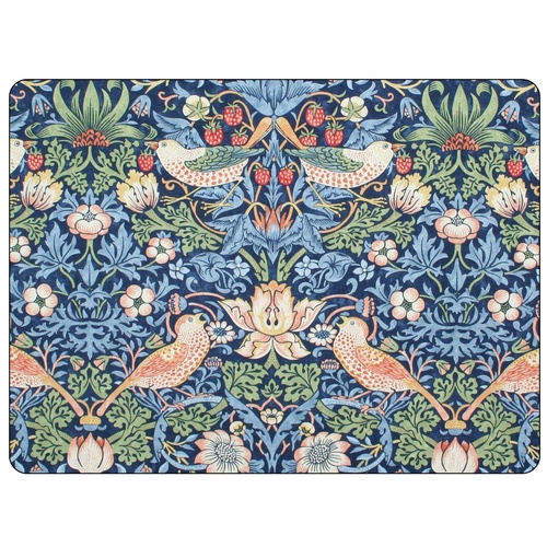 William Morris placemats, 4 stuks - Aardbeidief, blauw