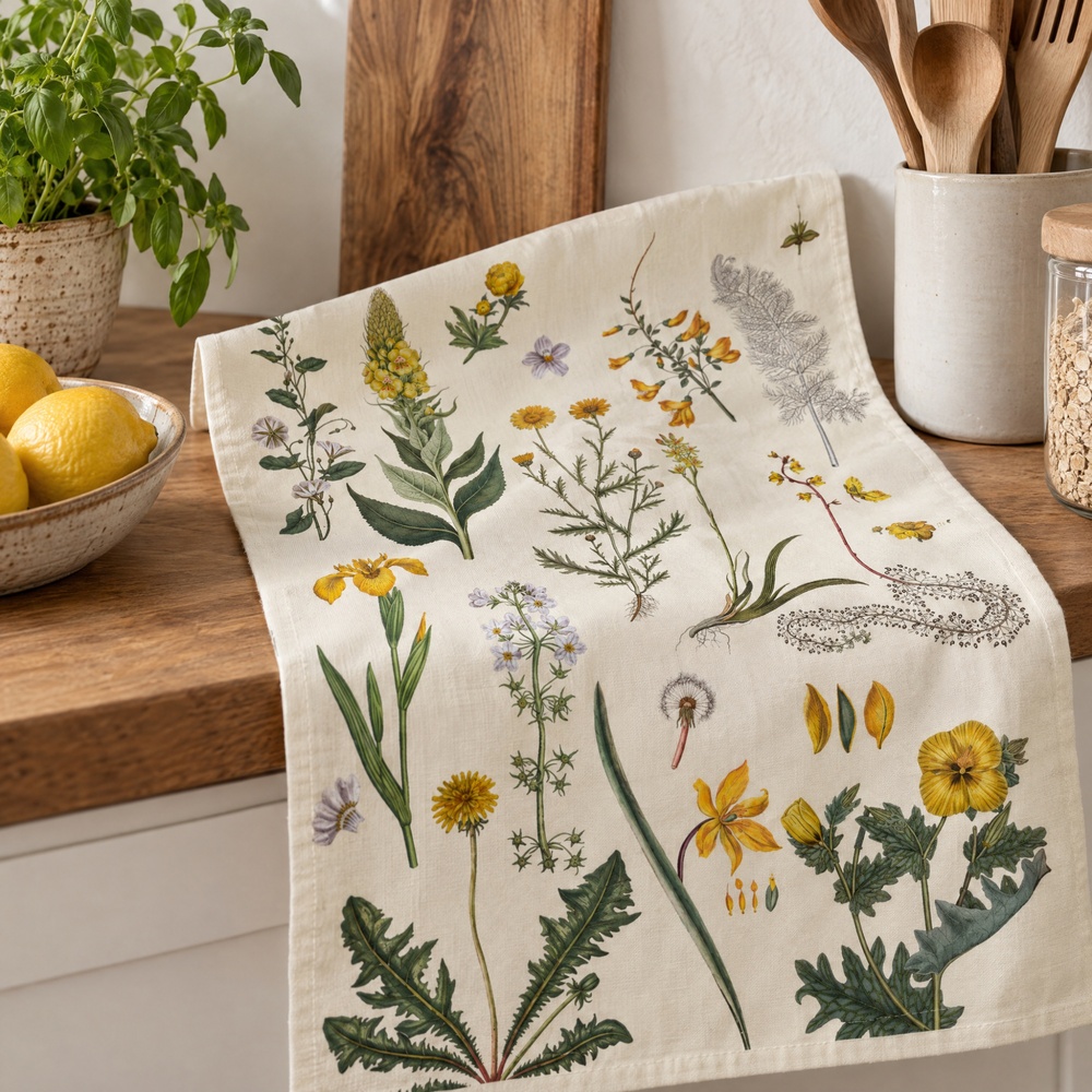 Koustrup & Co. øko viskestykke - Gule blomster - Billede 2