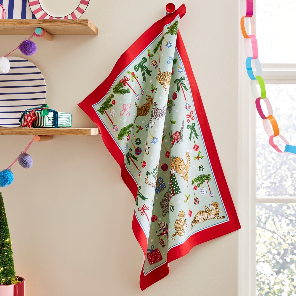 Ulster Weavers Tea Towel - Christmas Cats - Image 2