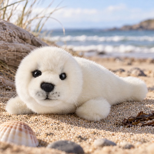 Living Nature knuffel - Zeehondenjong, lichtgrijs