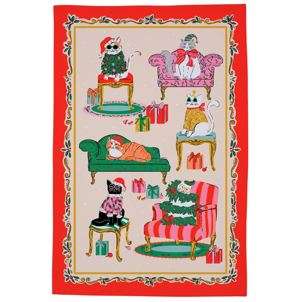 Ulster Weavers theedoek - Kerstkatten