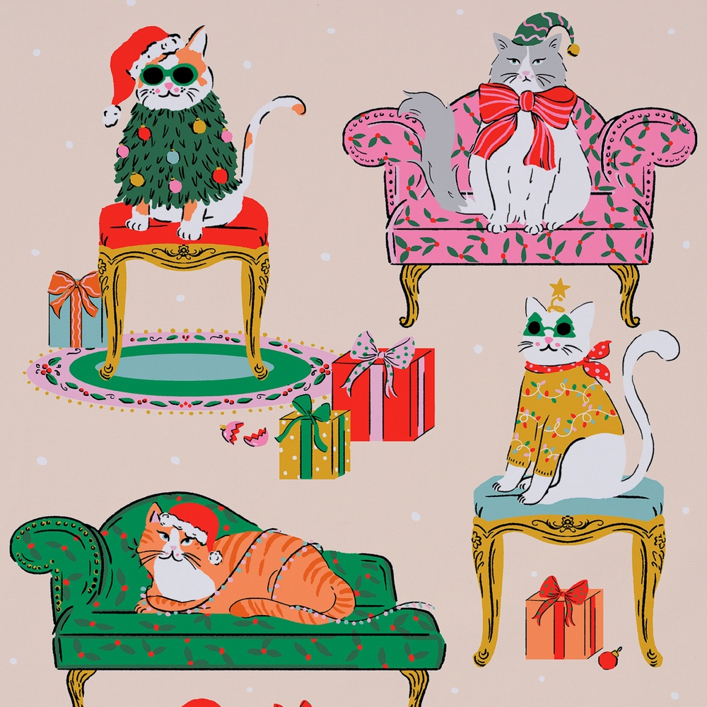 Ulster Weavers Tea Towel - Christmas Cats - Image 2