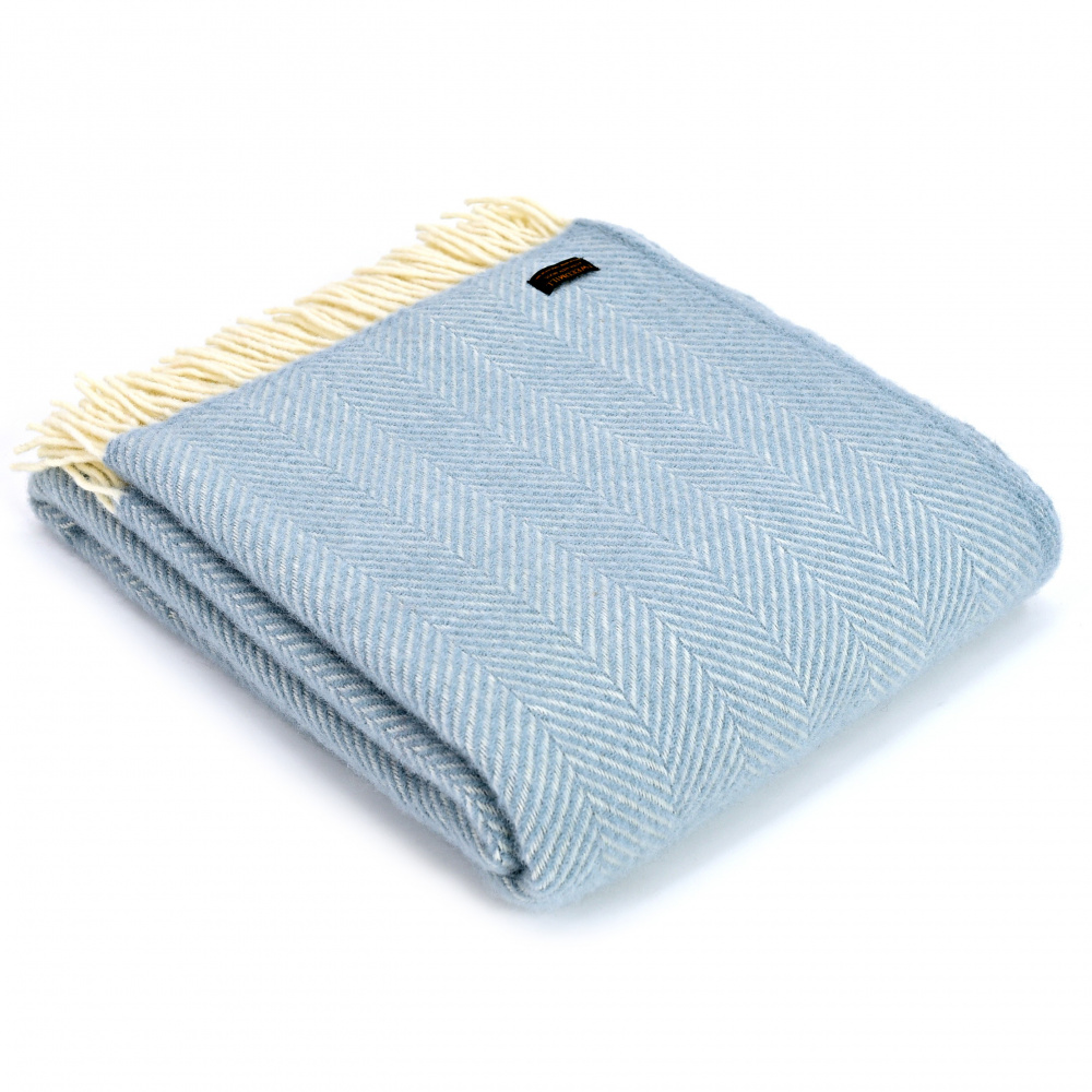 Tweedmill ullpläd - Fishbone Duck Egg