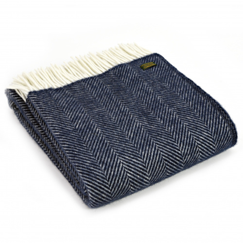Tweedmill Wolldecke - Fishbone Navy