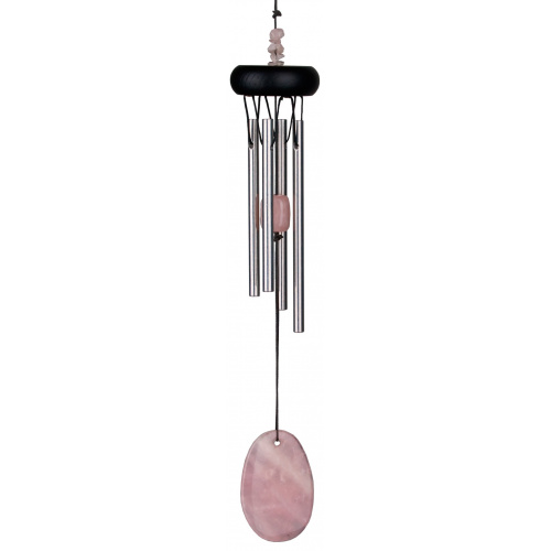 Woodstock Windspiel, 30 cm - Edelstein, Rosenquarz