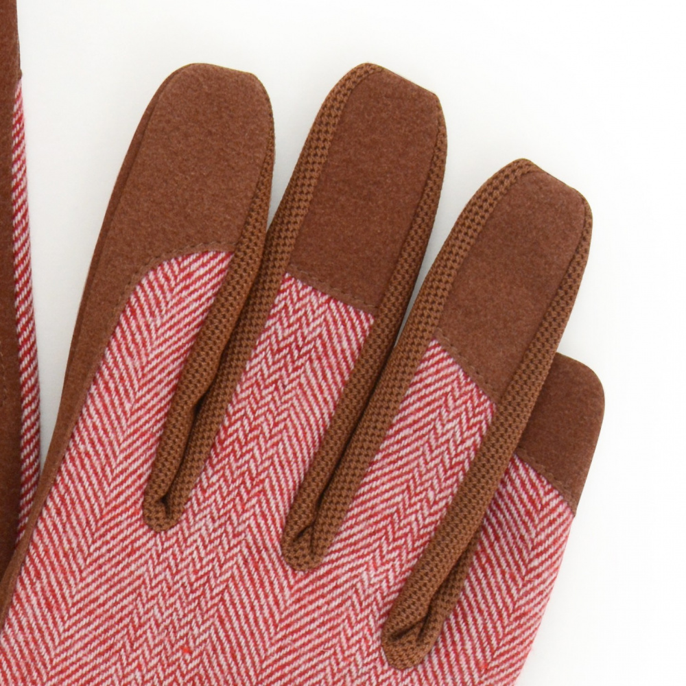 Burgon & Ball gardening gloves, women's - Red tweed - Image 2