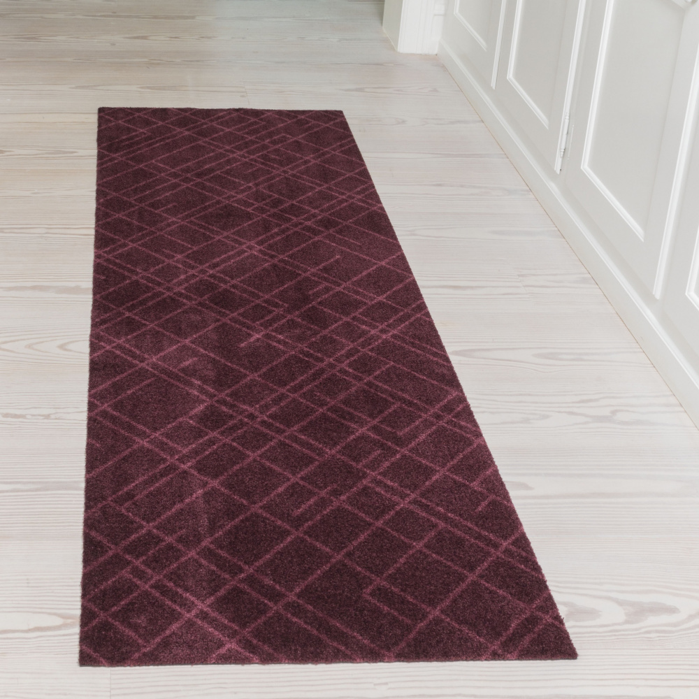 Tica door mat, lines/burgundy - 67x200 - Image 3