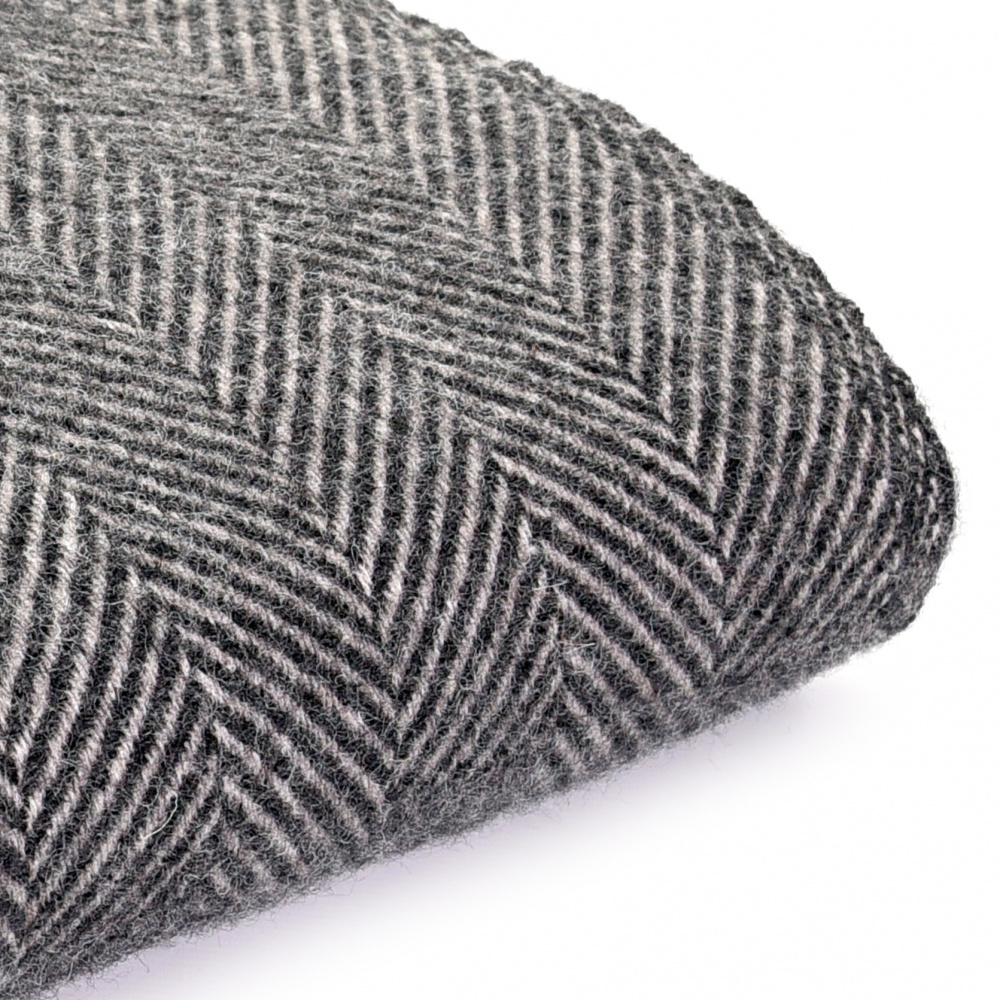 Tweedmill plaid en laine - chevrons anthracite/argent - Image 2