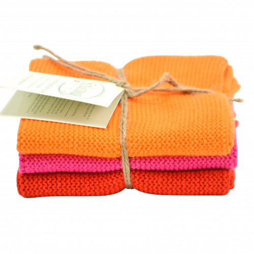 Solwang Spüllappen, 3-tlg. - orange/rosa/rot