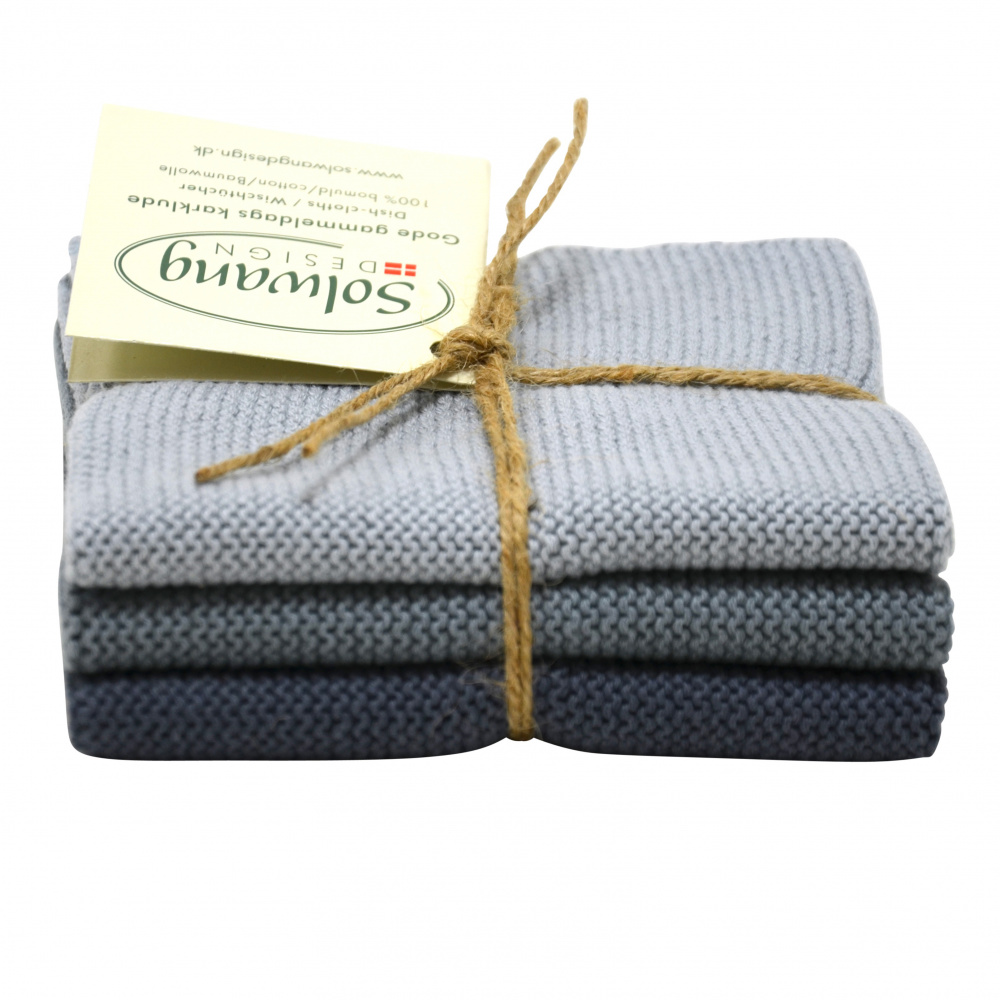 Lavettes Solwang, 3 pièces - assortiment gris tempête