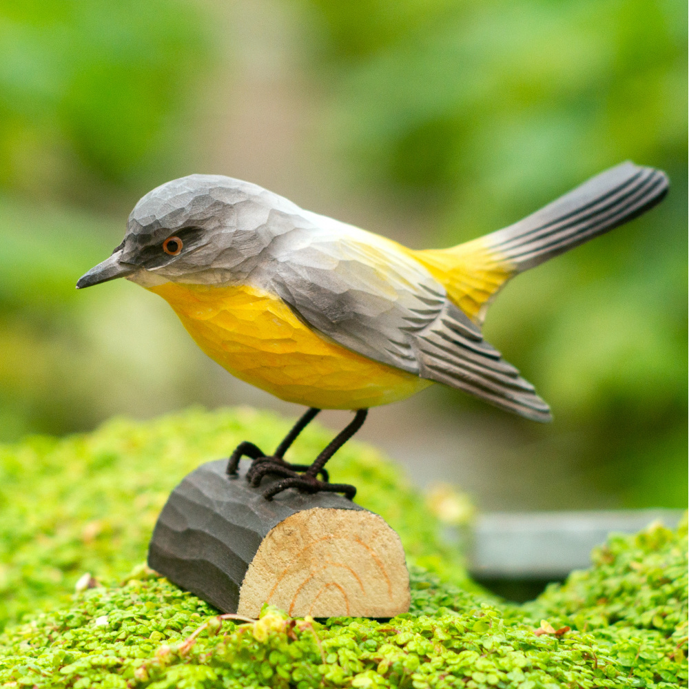 Oiseau en bois Wildlife Garden - gobemouche à croupion jaune