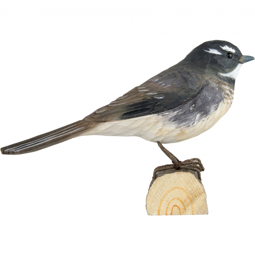 Oiseau en bois Wildlife Garden - rhipidure à collier gris - Image 4
