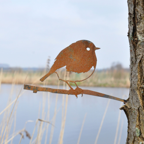 Metalbird fågel i cortenstål - röd hals