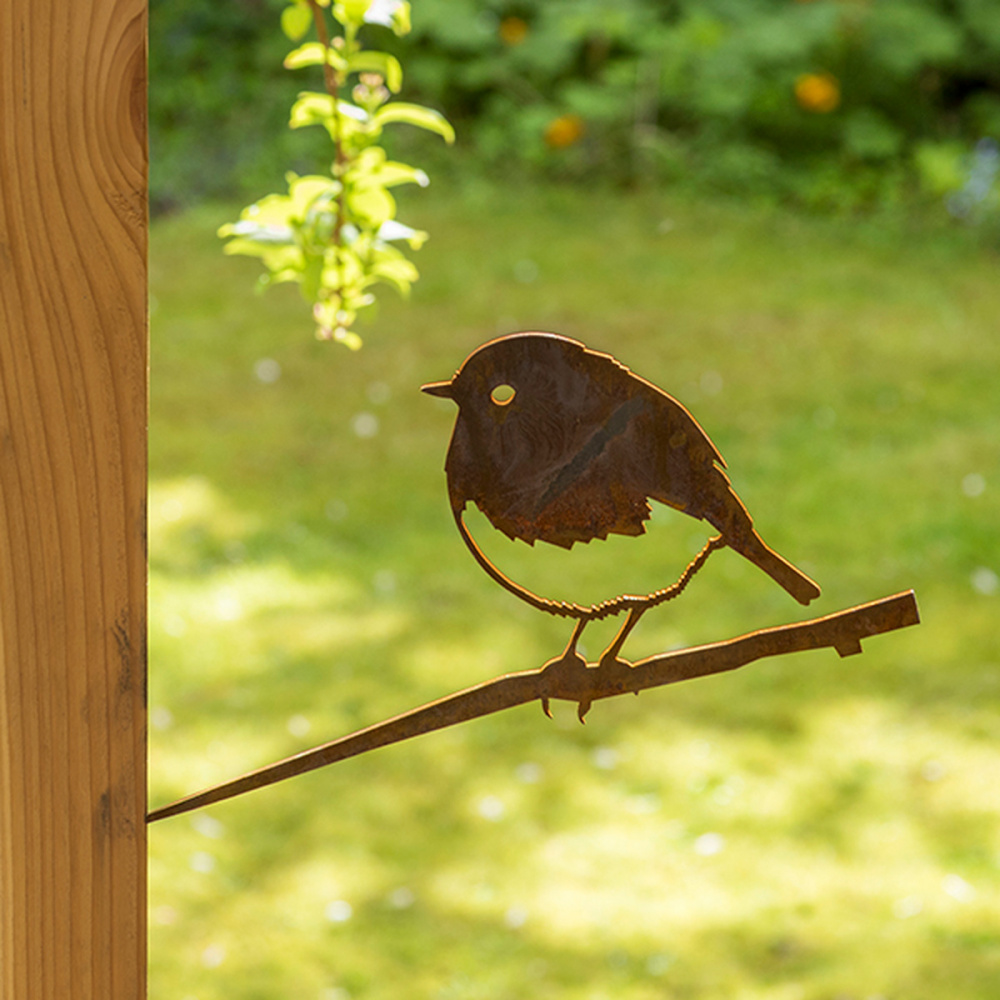 Oiseau Metalbird en acier Corten - rouge-gorge - Image 2