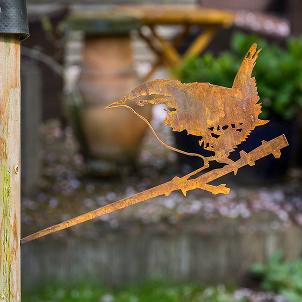 Metalbird fugl i cortenstål - gærdesmutte - Billede 3