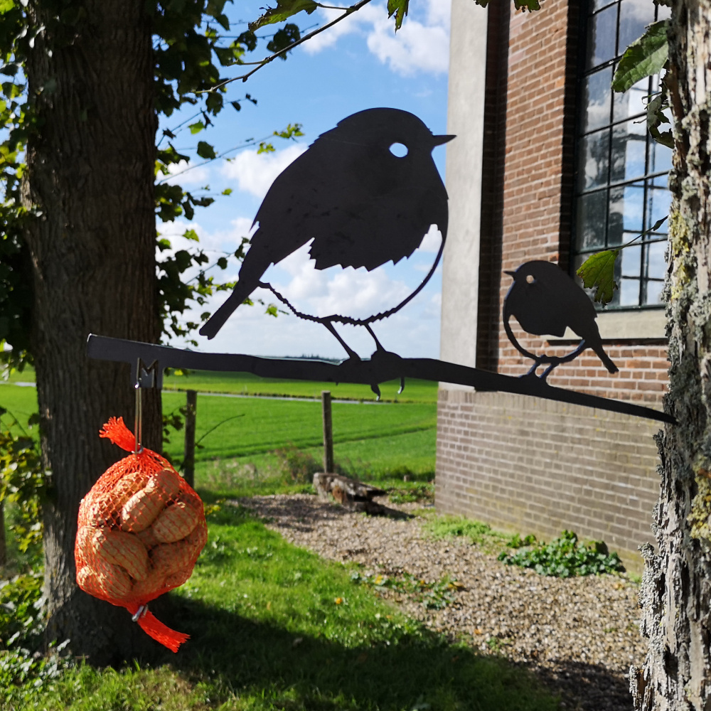 Metalbird Vogel aus Cortenstahl - Rotkehlchen mit Jungvogel - Bild 3